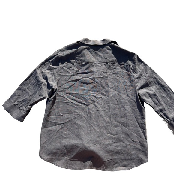 Anne Klein Gray Button-Up Blouse with collar - Picture 3 of 7